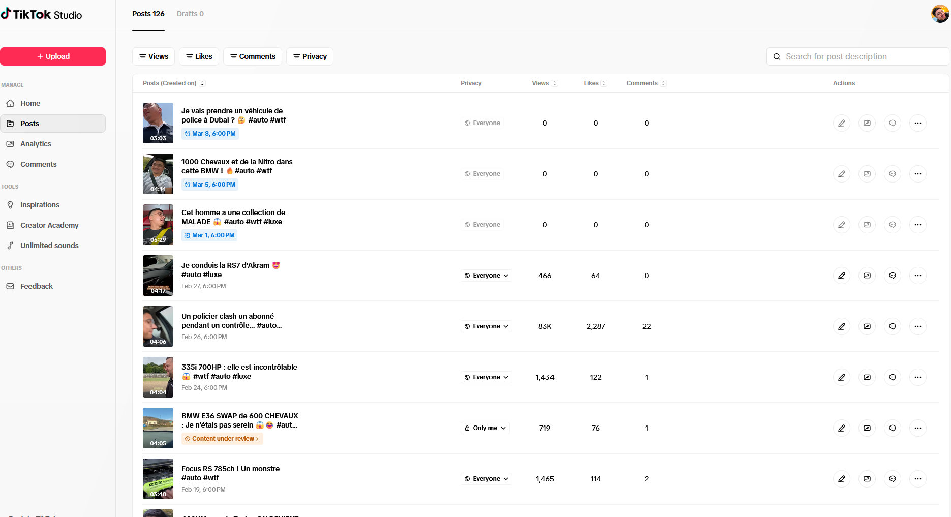 Projet Lydda Tiktok page réalisations monsieur store